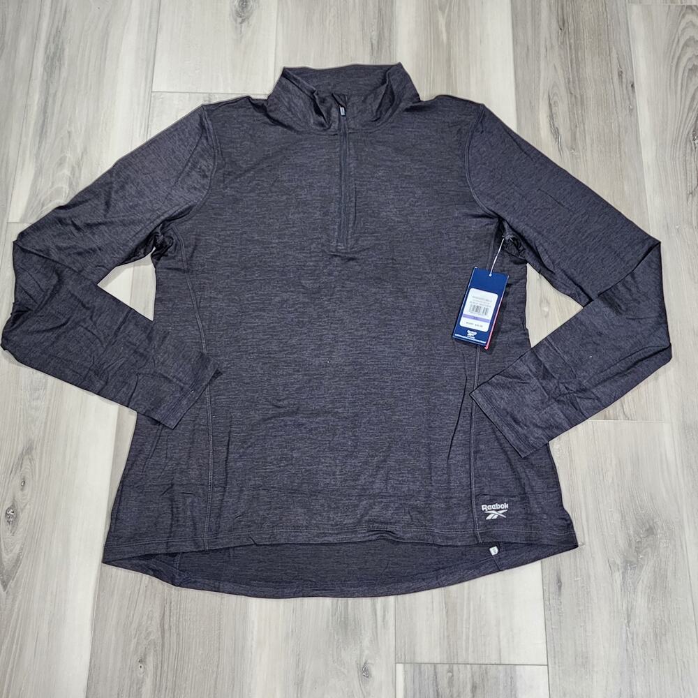 Reebok Sweatshirt Men's 2XL Black HTR All Arround Half Zip Long Sleeve New